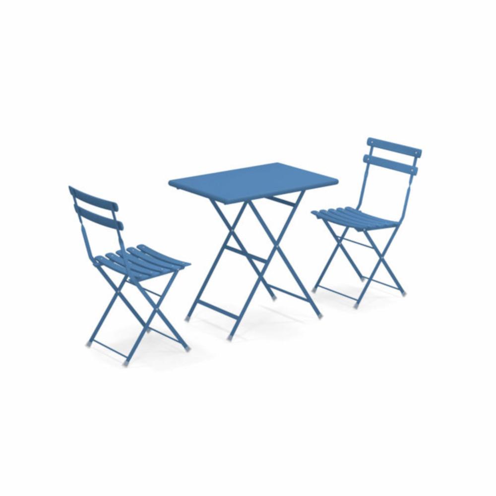 Emu set due sedie e tavolino arc en clien 3513 Azzurro Marina
