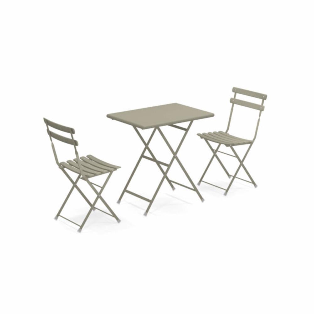 Emu set due sedie e tavolino arc en clien 3513 Grigio Verde