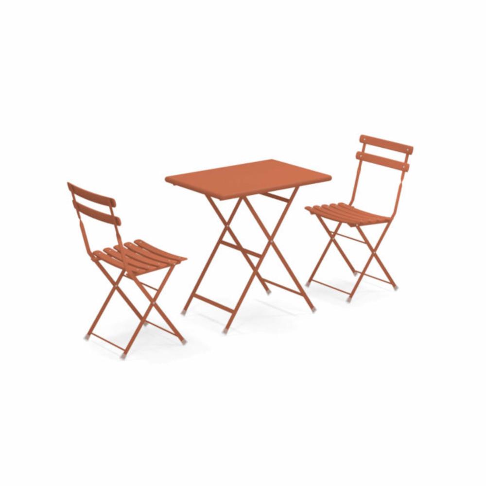 Emu set due sedie e tavolino arc en clien 3513 Rosso Acero
