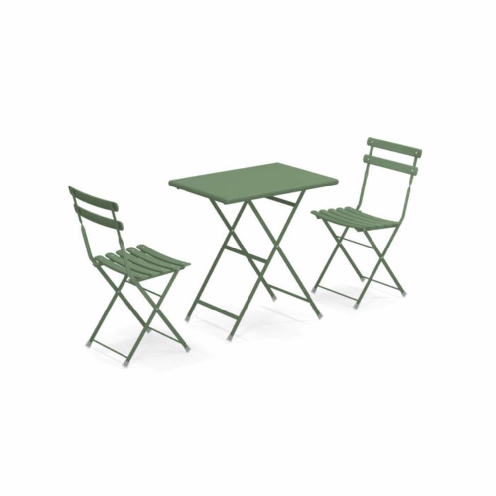 Emu set due sedie e tavolino arc en clien 3513 Verde Militare