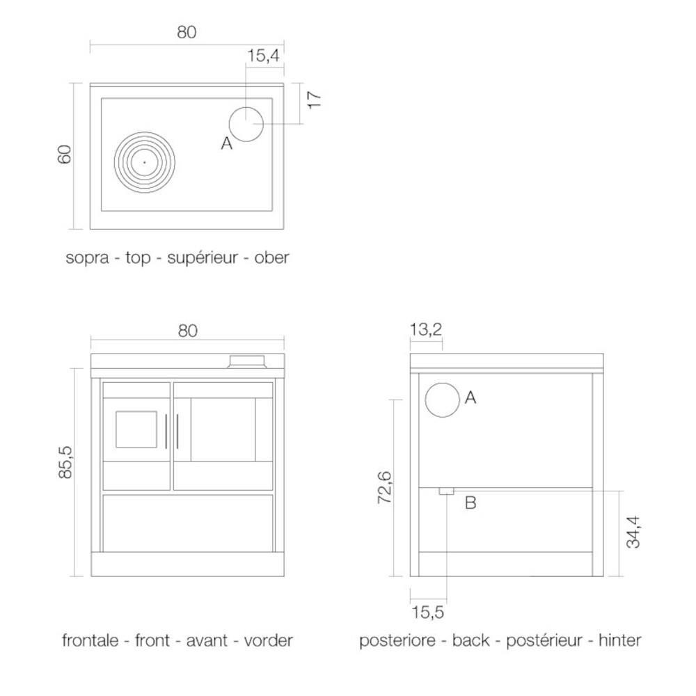 Cadel Cucina a legna kook 80 Disegno