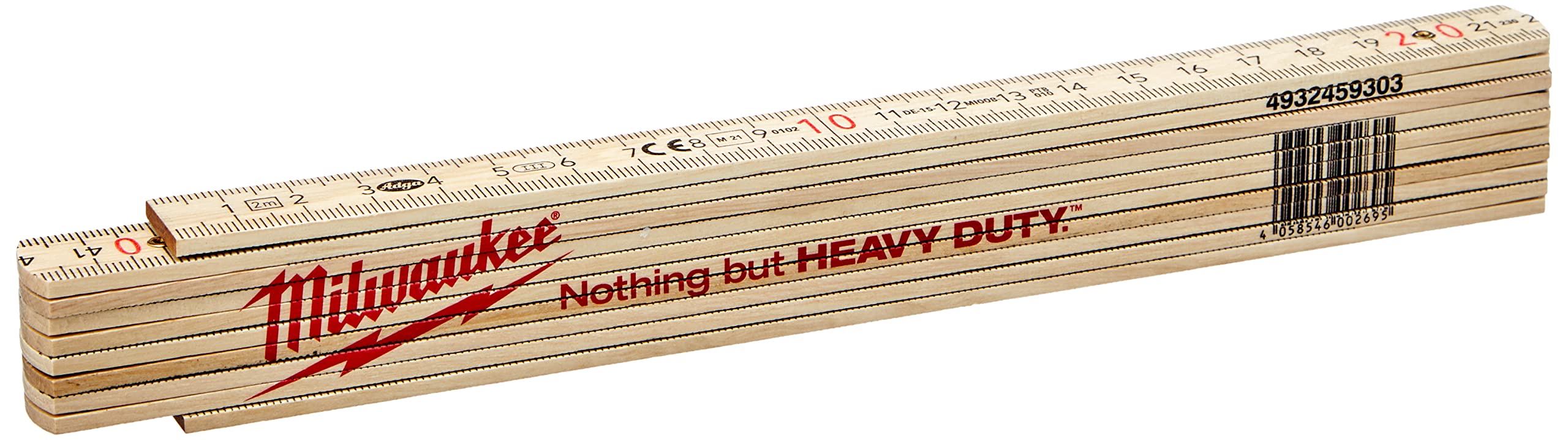 Milwaukee 0 - Metro pieghevole sottile in legno, 2 m