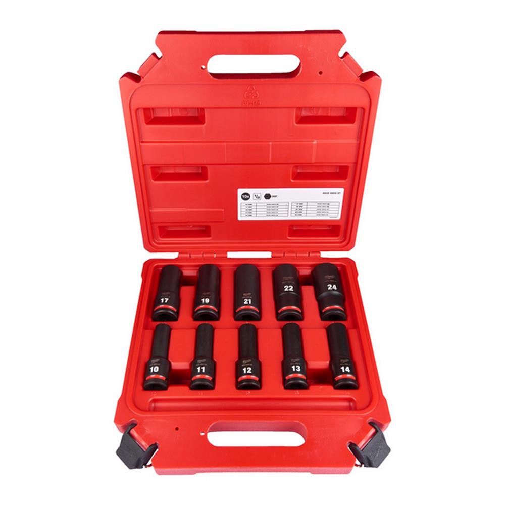 Milwaukee - Set bussole a macchina lunghe ½" 10 pz