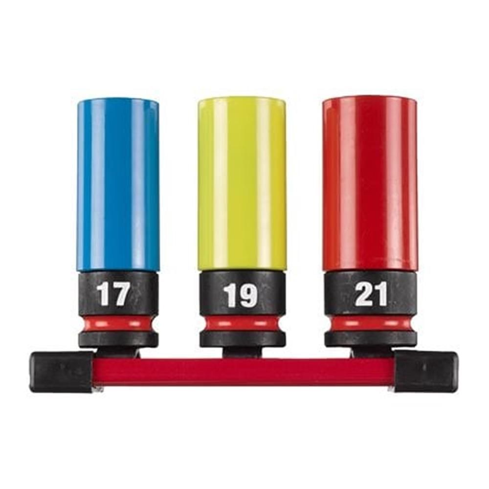 Milwaukee - Set bussole gommate 1/2" - 3 pezzi