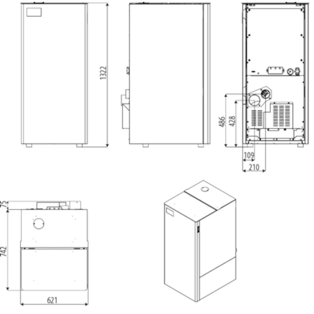 Red Caldaia a pellet Performa 15 Q Easy Clean H1 Disegno