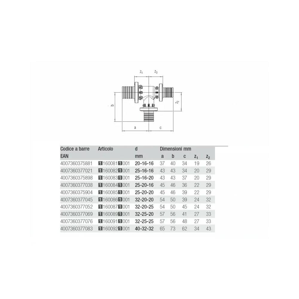 REHAU - Raccordo a Tee Passante e centrale ridotto RAUTITAN PX 2