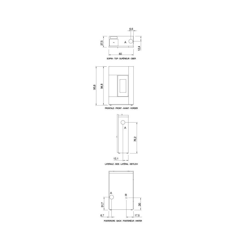 Stufa Pellet Cadel Spirit3 Dimensioni