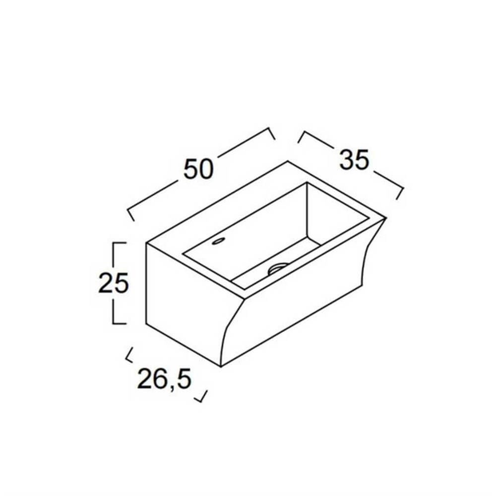 Xilon - Lavabo in ceramica Block per installazione sospesa 50x35 prospettiva